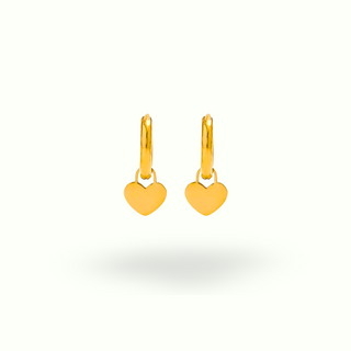 Heart Drop Charm 2 in 1 Earrings- 18k Gold Plated