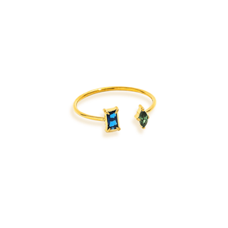 Duo Marquise Baguette Ring- 18k Gold Plated