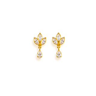 Mini Marquise Drop Charm Studs- 18k Gold Plated