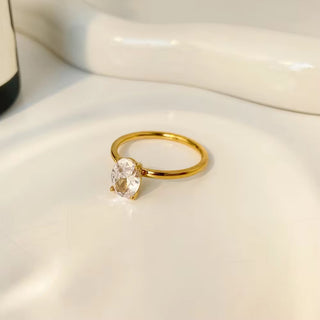 Diana Single Diamond Classic Ring- 18k Gold Plated