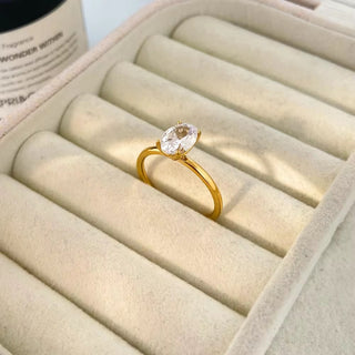 Diana Single Diamond Classic Ring- 18k Gold Plated