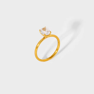 Diana Single Diamond Classic Ring- 18k Gold Plated